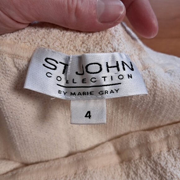 St. John Collection By Marie Grey Cream Colored Jacket & Skirt Set - Picture 3 of 3